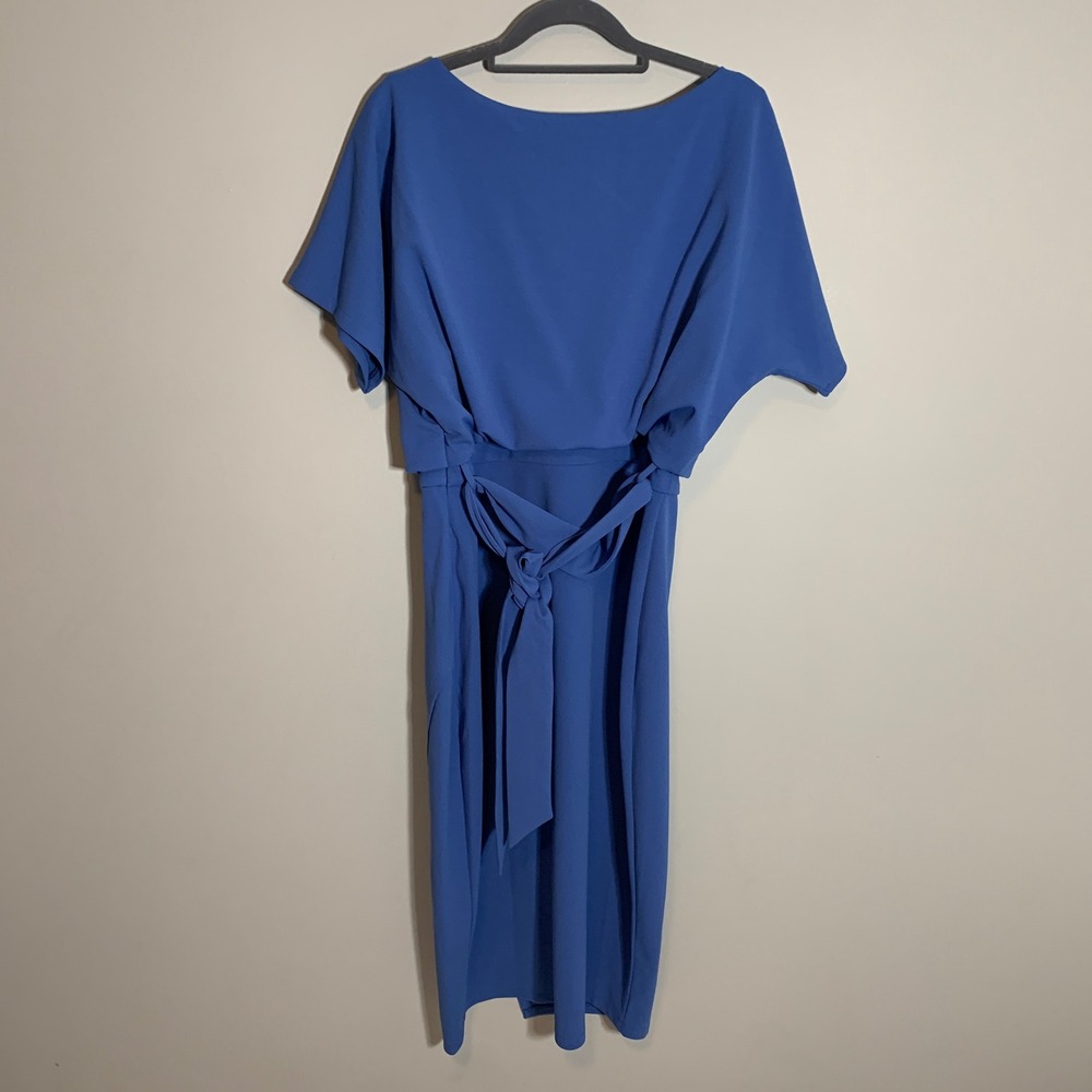 Andrew Marc Blue Dolman Sleeve Midi Dress With‎ Tie Waist Size 8 - Picture 6 of 9